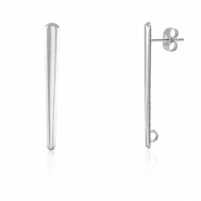 Apprêts en acier Inox boucles d'oreilles / puces d’oreilles ovale avec anneau Argenté