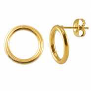 Apprêts en acier Inox boucles d'oreilles / puces d’oreilles 14mm Doré