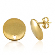 Apprêts en acier Inox boucles d'oreilles / puces d’oreilles avec anneau 13mm Doré