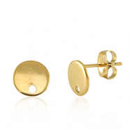Apprêts en acier Inox boucles d'oreilles / puces d’oreilles avec anneau 8mm Doré