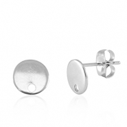 Apprêts en acier Inox boucles d'oreilles / puces d’oreilles avec anneau 8mm Argenté