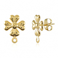 Apprêts en acier Inox boucles d'oreilles / puces d’oreilles fleur avec anneau Doré