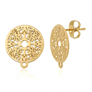Apprêts en acier Inox boucles d'oreilles / puces d’oreilles 14mm avec anneau Doré
