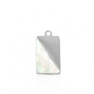 Breloques en acier Inox coquille rectangle Argenté-blanc (couleur naturelle)