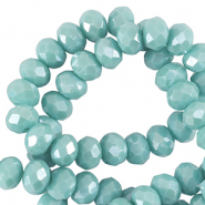 Perles à facettes 8x6mm disque Heishi Bleu sarcelle clair-pearl shine coating