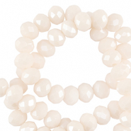 Perles à facettes 4x3mm disque Heishi Blanc vanillé-pearl shine coating