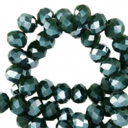 Perles à facettes 3x2mm disque Heishi Vert forêt-pearl shine coating