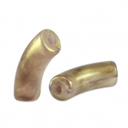 Perles tubes acryliques brillante Taupe doré