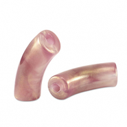 Perles tubes acryliques brillante Rose vintage doré