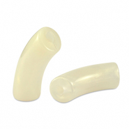 Perles tubes acryliques brillante Blanc cassé doré
