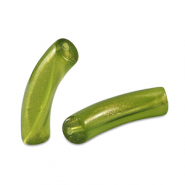 Perles tubes acryliques brillante Vert olive doré