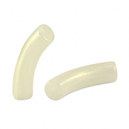 Perles tubes acryliques brillante Blanc cassé doré