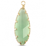Pendentifs en verre Crystal Glass ovale Vert pomme-doré