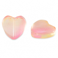 Perles en verre coeur Rose pêche