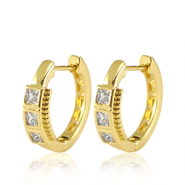 Métal TQ laiton boucles d'oreilles zirconium Doré