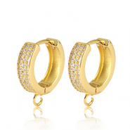 Métal TQ laiton boucles d'oreilles avec anneau zirconium Doré