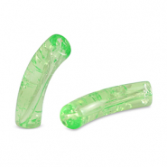 Perles tubes acryliques craquelé Vert péridot