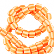 Perles en polymère 6mm Orange-blanc