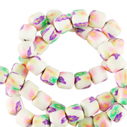 Perles en polymère 6mm Blanc-multicolore
