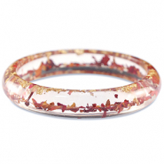 Bracelets tendance avec fleurs séchées Rouge bourgogne-doré
