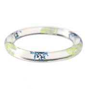 Bracelets tendance avec fleurs séchées Vert bleu