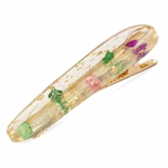 Accessoires pour cheveux pince à cheveux avec fleurs séchées Violet rose vert-doré