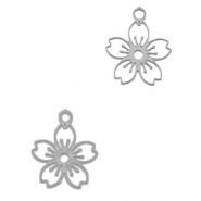 Breloques en acier Inox fleur Argenté