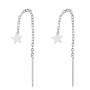Boucles d'oreilles en acier Inox &eacute;toile Argent&eacute;