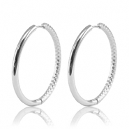 Boucles d'oreilles en acier Inox cr&eacute;oles r&eacute;versible 36mm Argent&eacute;