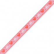 Ruban texte coeurs Violet paisley-rouge amarena