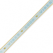Ruban texte "good vibes" Bleu glacier-doré