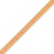 Ruban texte "love faith hope" Rouge corail-doré