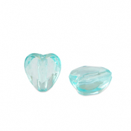 Perles acryliques cœur Bleu océan transparent