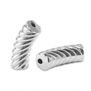 Perles tubes acryliques torsadé Argenté