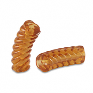 Perles tubes acryliques torsadé Marron topaze transparent