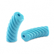 Perles tubes acryliques torsadé Bleu