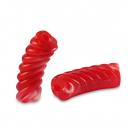 Perles tubes acryliques torsadé Rouge transparent