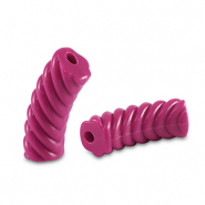Perles tubes acryliques torsadé Rose magenta