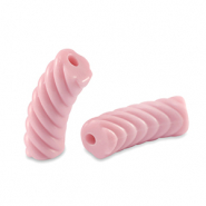 Perles tubes acryliques torsadé Rose clair
