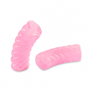 Perles tubes acryliques torsadé Rose transparent