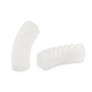 Perles tubes acryliques torsadé Blanc transparent
