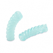 Perles tubes acryliques torsadé Bleu glacier transparent