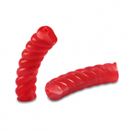 Perles tubes acryliques torsadé Rouge transparent