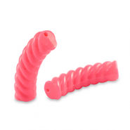 Perles tubes acryliques torsadé Rouge corail néon