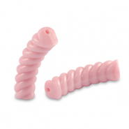 Perles tubes acryliques torsadé Rose clair