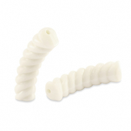 Perles tubes acryliques torsadé Blanc cassé
