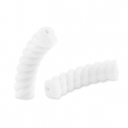Perles tubes acryliques torsadé Blanc