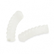 Perles tubes acryliques torsadé Blanc transparent