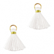 Pompons 2cm Dor&eacute;-blanc