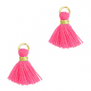 Pompons 1.2cm Dor&eacute;-rose fuchsia n&eacute;on